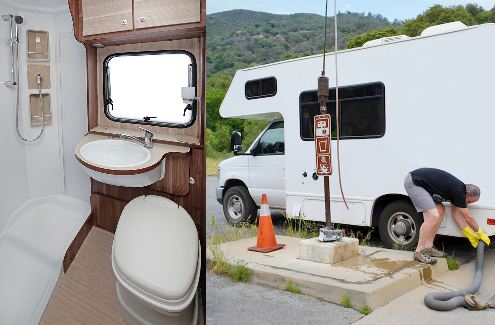 Portable RV/camper toilet and holding tank setup in Vineland, New Jersey